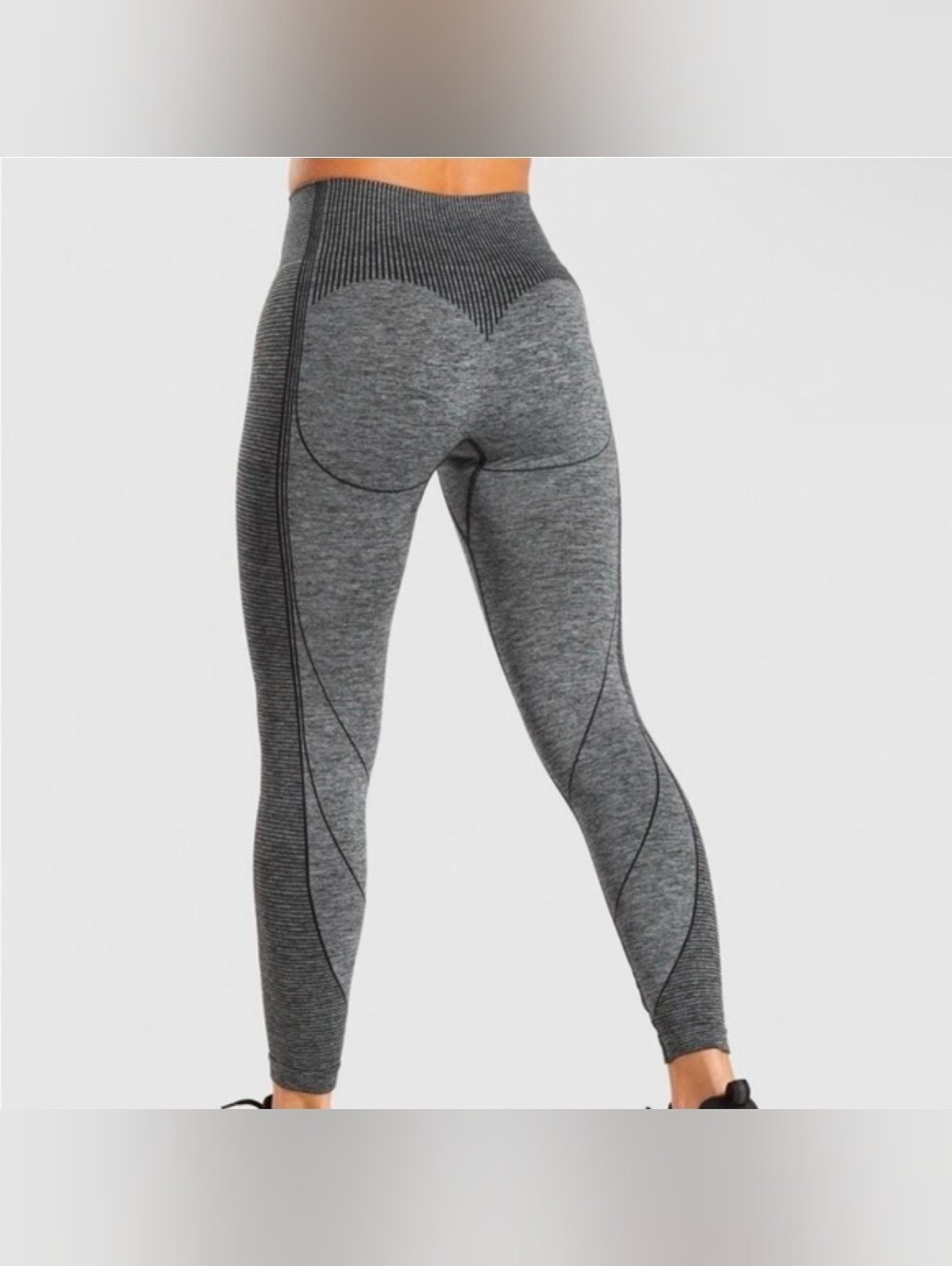Gymshark Hyper Amplify Medium Black Gray Marl High Rise Leggings Size Small